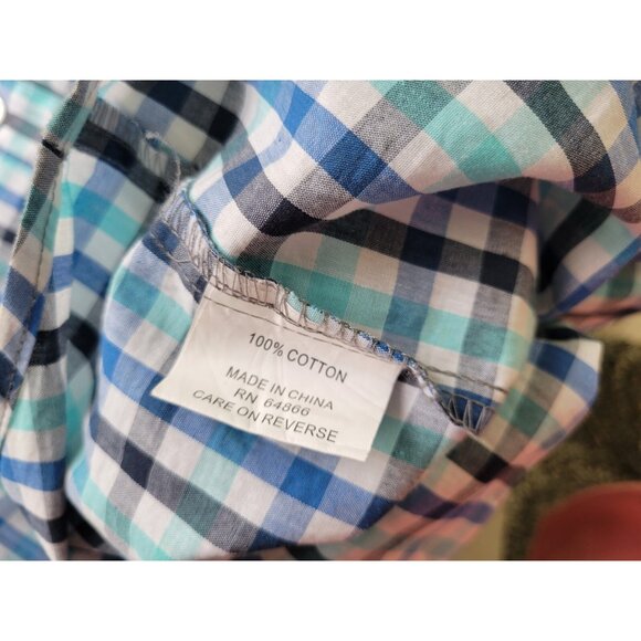 Marc Ecko Mens Shirt 4XLT Short Sleeve Casual Blue Plaid Pocket Cotton PLA96E - Picture 7 of 8